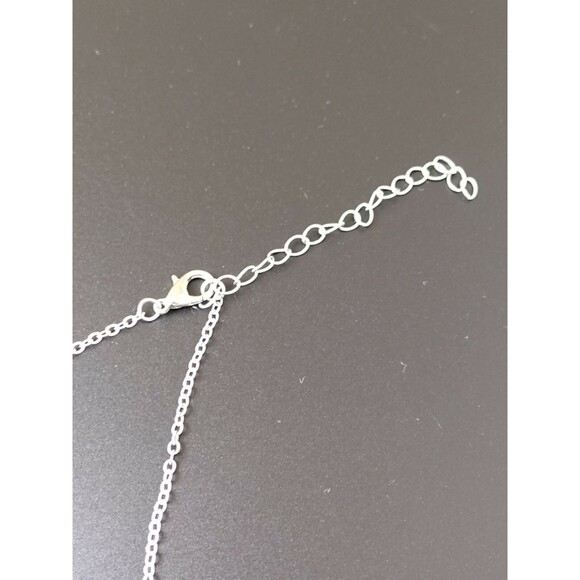 Crescent Moon Necklace Howlite Stone Rhinestones Silver Tone Gothic Boho - Picture 6 of 7